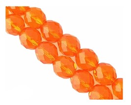 25 Sun Orange Preciosa Czech Fire Polished 10mm Faceted Round Glass Beads - £5.45 GBP