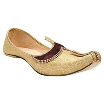 Mens Jutti Wedding Mojari Khussa Indian ethnic Flat Nagra Shoe US size 8-12 GOBK - £25.30 GBP