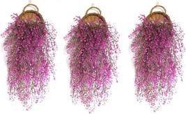 Eyomii 3 Pcs Artificial Hanging Plants Fake Artificial Flower Wall, No Basket - £36.18 GBP