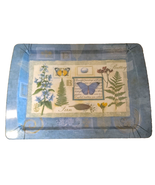 Melamine Serving Tray Blue Butterfly Flower Nature Collage Rectangle Shape - $315.14 MXN