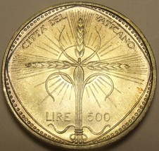 Vatican 500 Lire 1968 Gem Unc Silver~Rare 110k Minted~Wheat Ears Forming Cross - £38.21 GBP