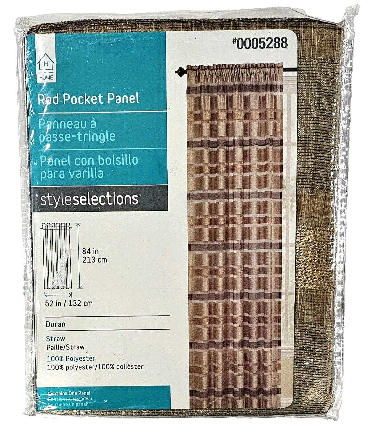 Home Rod Pocket Panel Style Selections 52x84in Duran Straw 0005288 - $19.99