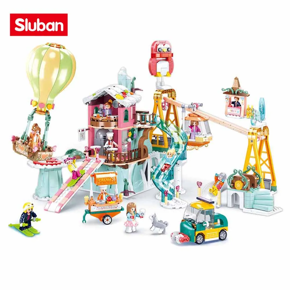 Sluban Building Block Toys Girls Dream Holiday Snow Tour 1065PCS Bricks B09 - £88.73 GBP