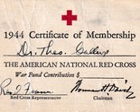Vtg. 1944 Americana Nazionale Croce Rossa Abbonamento Scheda Certificato Di - $18.38