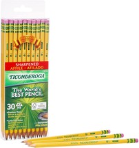 Ticonderoga Wood-Cased Pencils, Pre-Sharpened, 2 Hb Soft, Yellow, 30 Cou... - £46.29 GBP