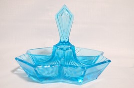 Indiana Glass Pyramid Blue Center Handle for Tiara 4-Part Relish Dish - $28.50