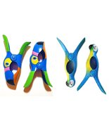 2 Set (4 Ct) Blue Toucan/Blue Parrot Beach Towel Clips Jumbo Size for Be... - $252.91 MXN