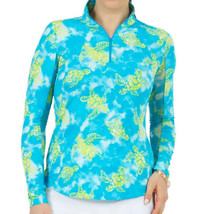 NWT Ladies IBKUL Marcella Turquoise Long sleeve mock Golf Shirt - S M L XL XXL - £59.09 GBP