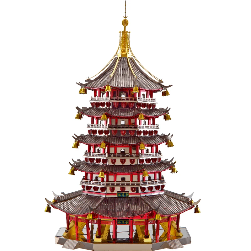 Play Piececool 3D Metal Puzzle JUYUAN Tower Guanque Tower Architecture DIY Aembl - £52.15 GBP
