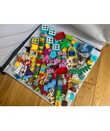 Large DUPLO Lot Painted Bricks, Furniture,Food,windows,minnie mouse,numb... - $74.08 CAD