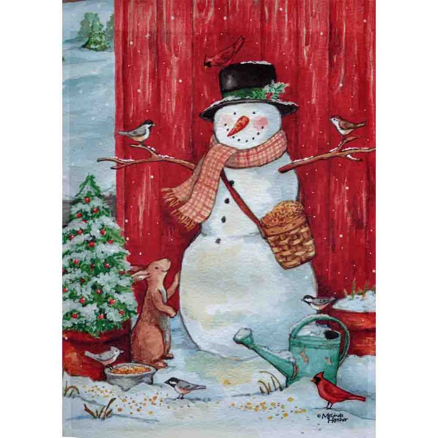 Snowman Christmas Winter House Flag-2 Sided, 28" x 40
