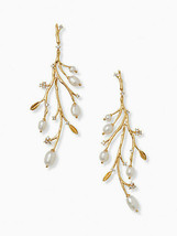 Kate Spade Brilliant Branches Earrings Statement Yellow Gold Pearl Crystals - $69.29
