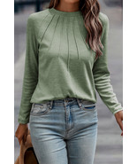 Laurel Green Solid Color Seam Detail Raglan Long Sleeve Top - $15.97 CAD