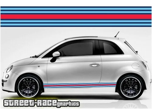 For x2 Fiat 500 side racing stripes 055 i style decals vinyl graphics st... - $56.19 CAD
