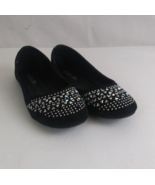 Luo Luo Kitty Flats Black Suede Rhinestone Women&#39;s Slip On Flats Size 10 - $368.72 MXN