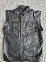 LEATHER LEDER VEST  WAISTCOAT MOTORCYCLE  PARTY BIKER WEAR CLUB  sws01 m... - $79.92