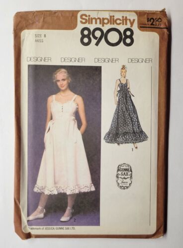 1978 Simplicity 8908 Gunne Sax Misses' Dress In Two Lengths Size 8 Miss UNCUT - £69.91 GBP