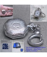 Silver Pocket Watch Women Pendant Watch 2 Ways - Necklace and Key Chain ... - £15.40 GBP