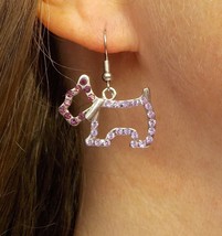 Scottish Terrier Sparkly Dangle Fishook Earrings Pale Lavender Fashion Jewelry - £10.38 GBP
