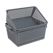 Grey Weave Plastic Basket, Plastic Storage Baskets Organizer, 3 Packs - $40.99