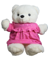 Main Joy Limited 2001 Girl White Teddy Bear Plush Stuffed Animal Pink Dr... - $15.72