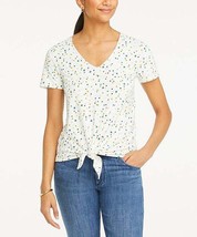 $55 Ann Taylor Factory Constellation Dots Tie-Front V-Neck Tee White Size Medium - £11.05 GBP