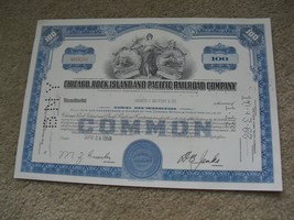 Vintage 1958 Stock Certificate CRI&amp;P Railroad Company 100 Shares - £18.96 GBP