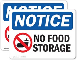 (2 Pack) No Food Storage Sign With Symbol Osha Notice Sign 10, Made In T... - £31.12 GBP