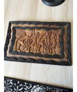 African Tribal Relief Carved Wood Panel Wall Art Storyboard Carving - $140.24