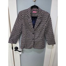 Isaac Mizrahi Blazer Blue Cream Floral Print Size 8 Stretch Cotton - $50.00