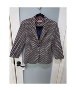 Isaac Mizrahi Blazer Blue Cream Floral Print Size 8 Stretch Cotton - $930.00 MXN