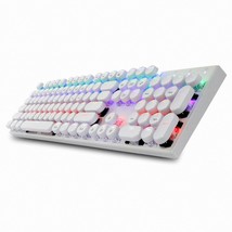 Abko Hacker K840 English Korean Blue Switch Wired Gaming Retro Keyboard (White) - £79.06 GBP