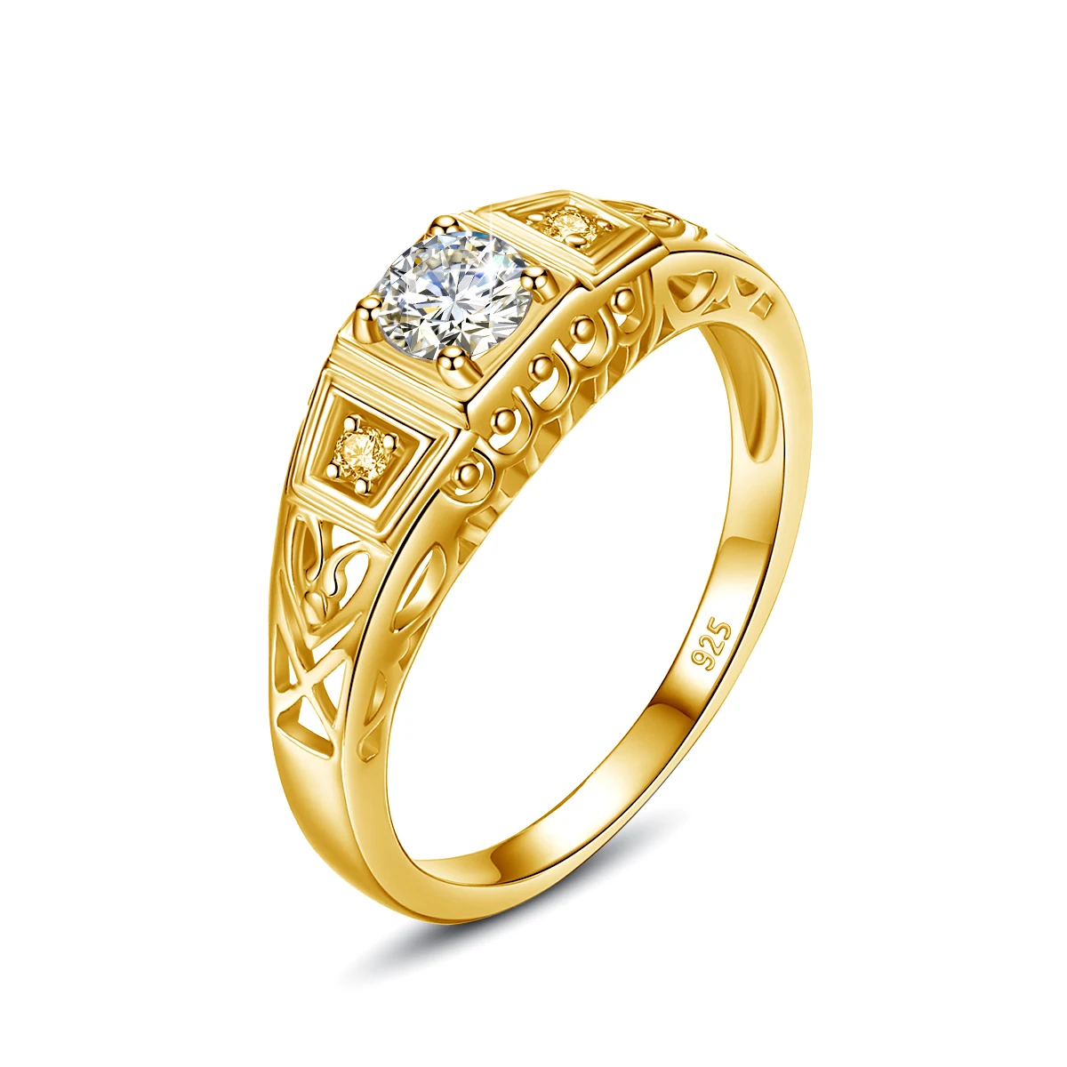 Luxury 4.5mm Round Cut Moissanite Diamond Ring Women&#39;s Wedding &amp; Engagement Cert - £56.06 GBP