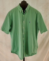 Ralph Lauren Green &amp; White Plaid Classic Button down Shirt Mens Size XL - $24.74