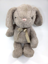 Inter American Bunny Rabbit Gray w Satin Bow Soft Plush Stuffed  Toy B312 - £13.36 GBP