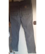 Carhartt Pants Mens 34x32 Rugged Flex Straight Fit Canvas Gray Distressed - £23.53 GBP