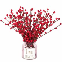 30Pcs Artificial Red Berry Stems Clearance, Christmas Holly Berries For Festival - £24.05 GBP