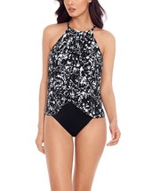 MagicSuit Women&#39;s Swimwear Splatter Aubrey Draped One Piece Black Size 8 - £52.57 GBP