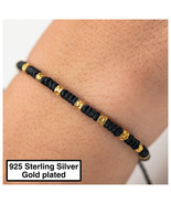 Gold Plated Bead Silver Bracelet, Birthday Gift for Women, Rope Bracelet... - $37.50+