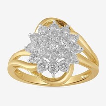 1 Karat Künstlicher Diamant Cluster Verlobung Cocktail Ring 14K Gelb Vergoldet - £75.95 GBP