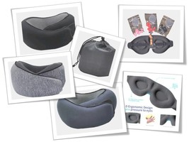 Snail Pillow Bundle Travel Memory Foam Neck Protect Choice +Eye Shield +... - $19.99