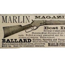 Marlin Ballard Rifle Connecticut 1885 Advertisement Victorian Firearms A... - $19.99