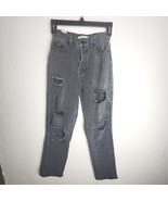Pacsun Jeans Womens 22 Black Denim High Rise Straight Pants Distressed  ... - $276.49 MXN