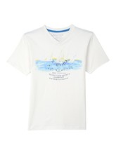 Nautica Boys&#39; Short Sleeve Graphic V-Neck T-Shirt, Cream, 7X - £11.79 GBP