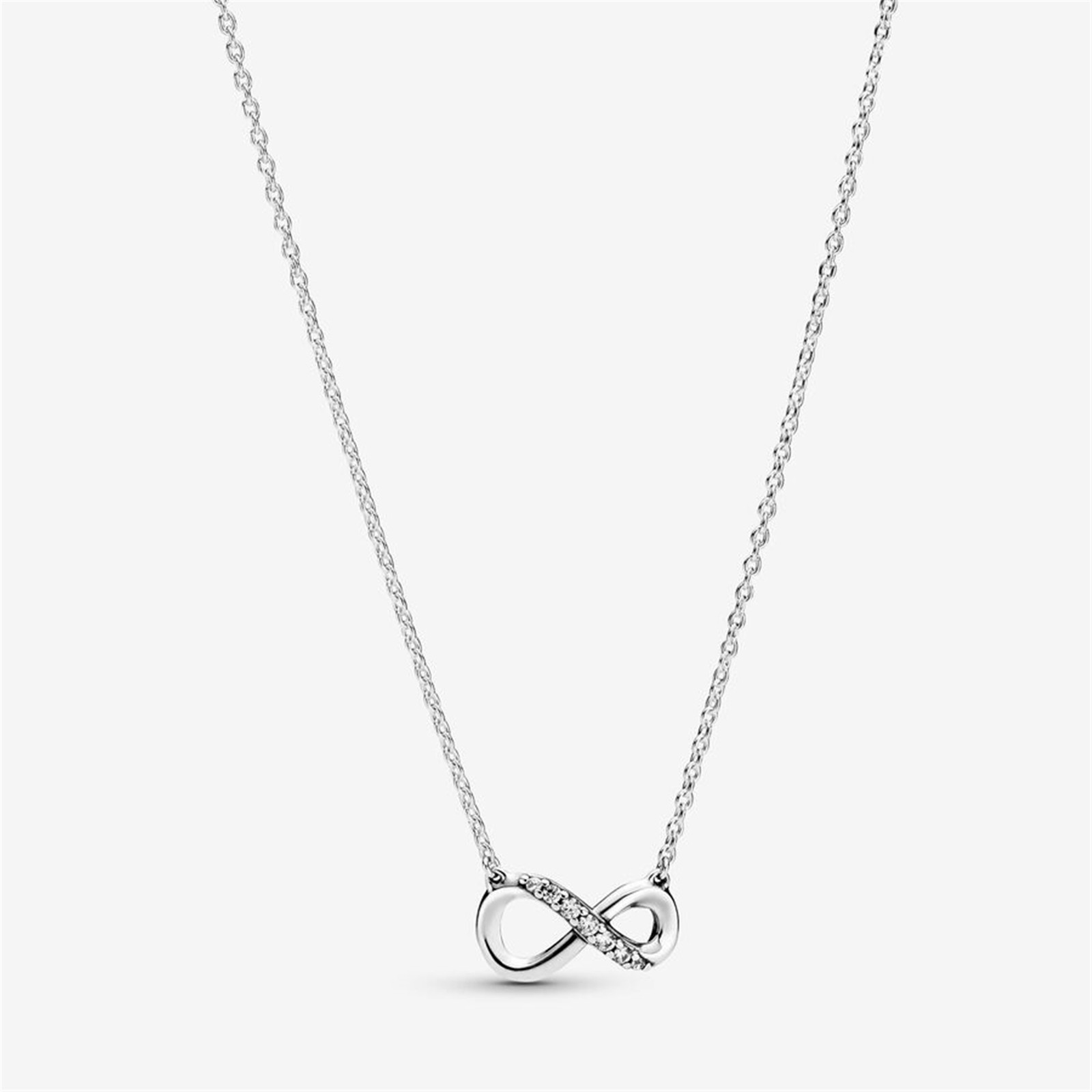 S925 Sterling Silver Sparkling Infinity Collier Necklace,Fit For Friends Gift