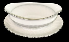 Syracuse China Wedding Ring Silhouette Gravy Boat w/ Underplate USA image 8