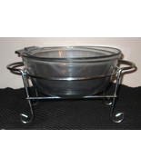 Pyrex clear glass mixing casserole dishes bowls with chrome stand Servin... - £9.12 GBP