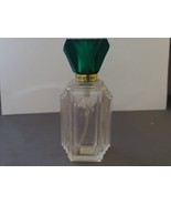 Empty Clear Emeraude Glass Cologne Bottle Art Deco with Green Cap - $13.67 CAD