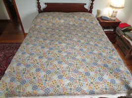 Seamed Antique Geometric Design Cotton Flannel Fabric - Approx. 63&quot; X 83&quot; - £9.38 GBP