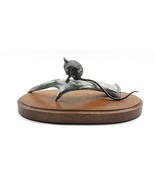 Bronze Field Mouse Sculpture Oak Base Original by Eugene Ray Sr - $295.00